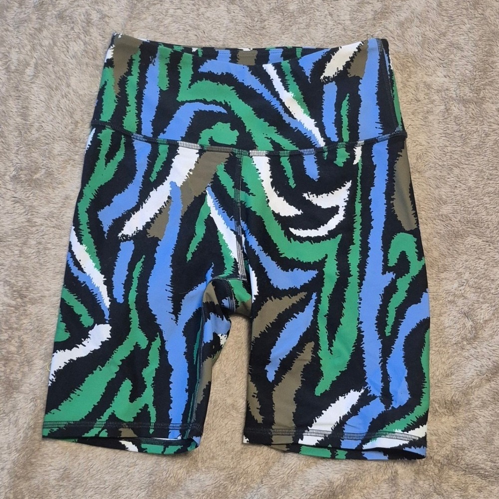 Diane von Furstenberg for Target Zebra Print Bike Shorts Green Blue XS High Rise